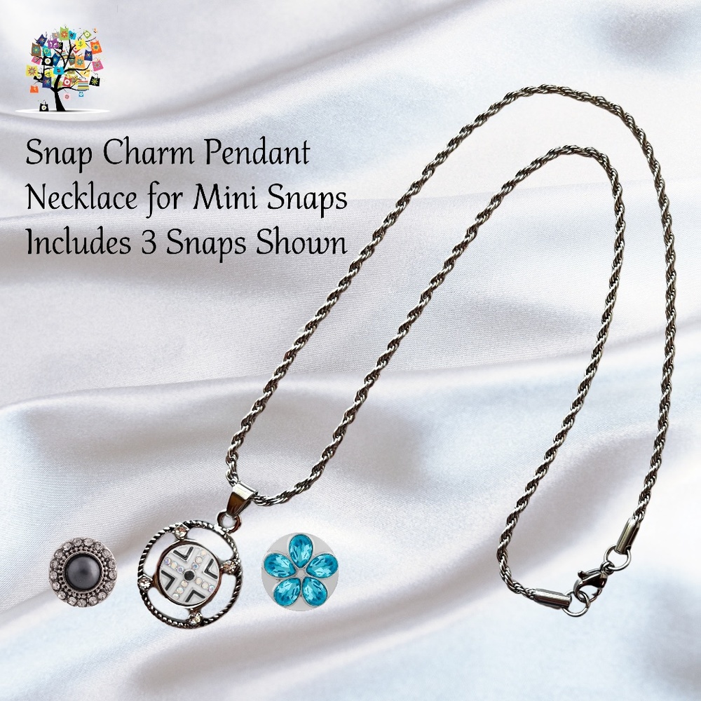 Snap Charm Pendant Necklace for Mini Petite Snaps Includes Chain and Snaps Shown